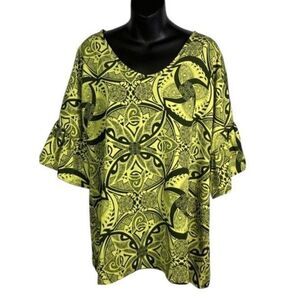 MANUHEALII Green Long Sleeve Pull-over Poly Blend Blouse Women - Size M L